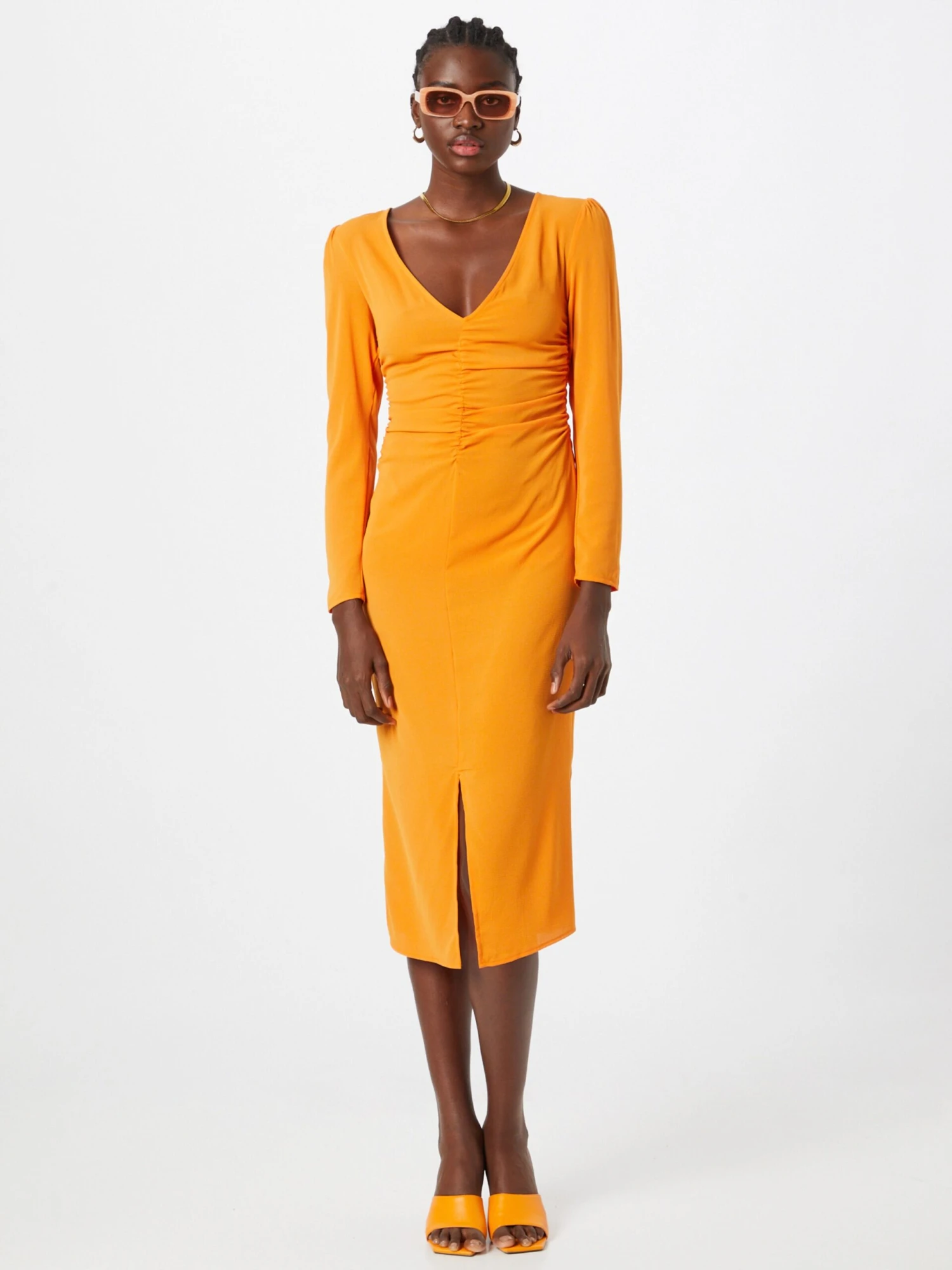 Monki Midi Jurken Jurk Dames Oranje 5 Monki Midi Jurken Jurk Dames Oranje - Afbeelding 5