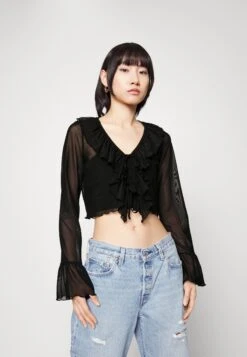 Monki Blouse - Black Dark Solid
