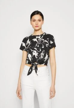 Monki T-Shirt Print - Black/White