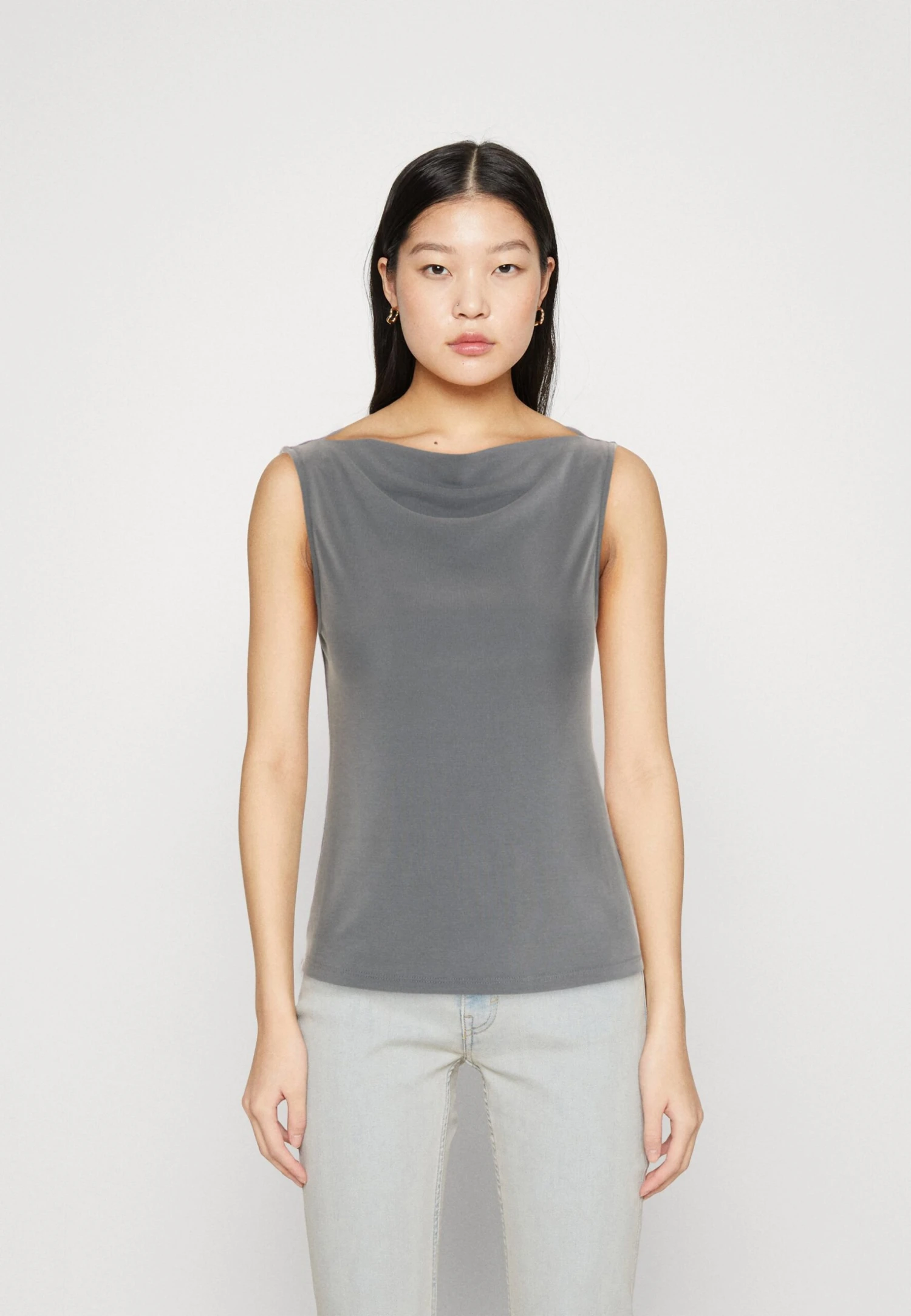 Monki Top - Grey Medium Dusty 1 Monki Top - Grey Medium Dusty