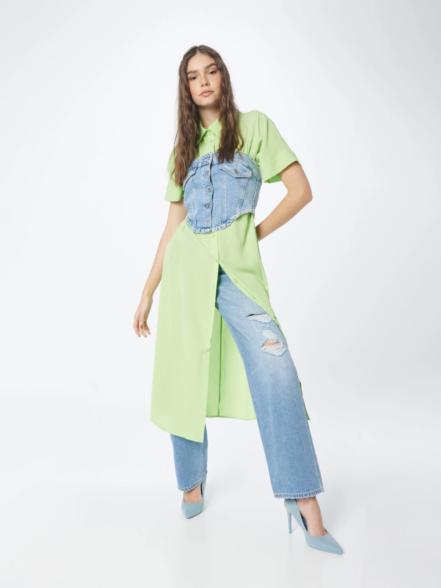 Monki Blousejurken Blousejurk Dames Lichtgroen 5 Monki Blousejurken Blousejurk Dames Lichtgroen - Afbeelding 5
