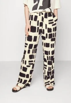Monki Broek - White Dusty Light/Brushstrokes/White