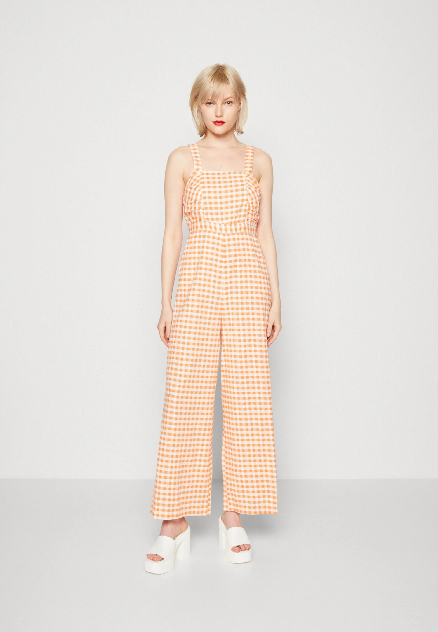 Monki Jumpsuit - Orange Gingham 1 Monki Jumpsuit - Orange Gingham