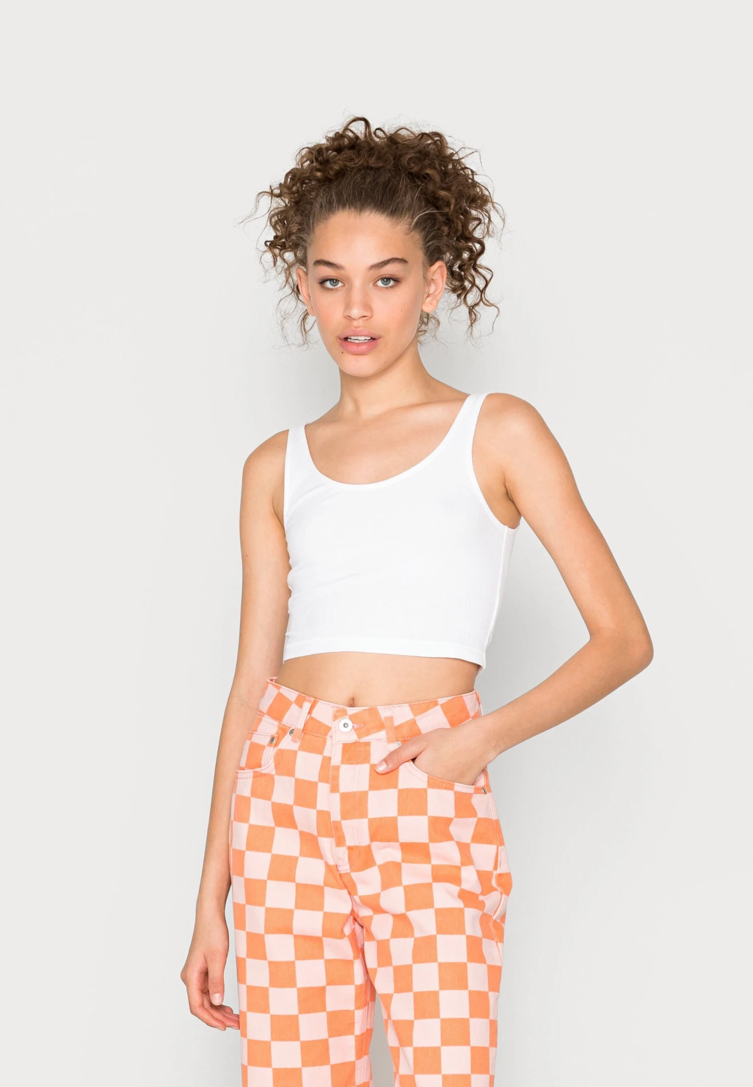 Monki 2 Pack - Top - Orange/White 4 Monki 2 Pack - Top - Orange/White - Afbeelding 4