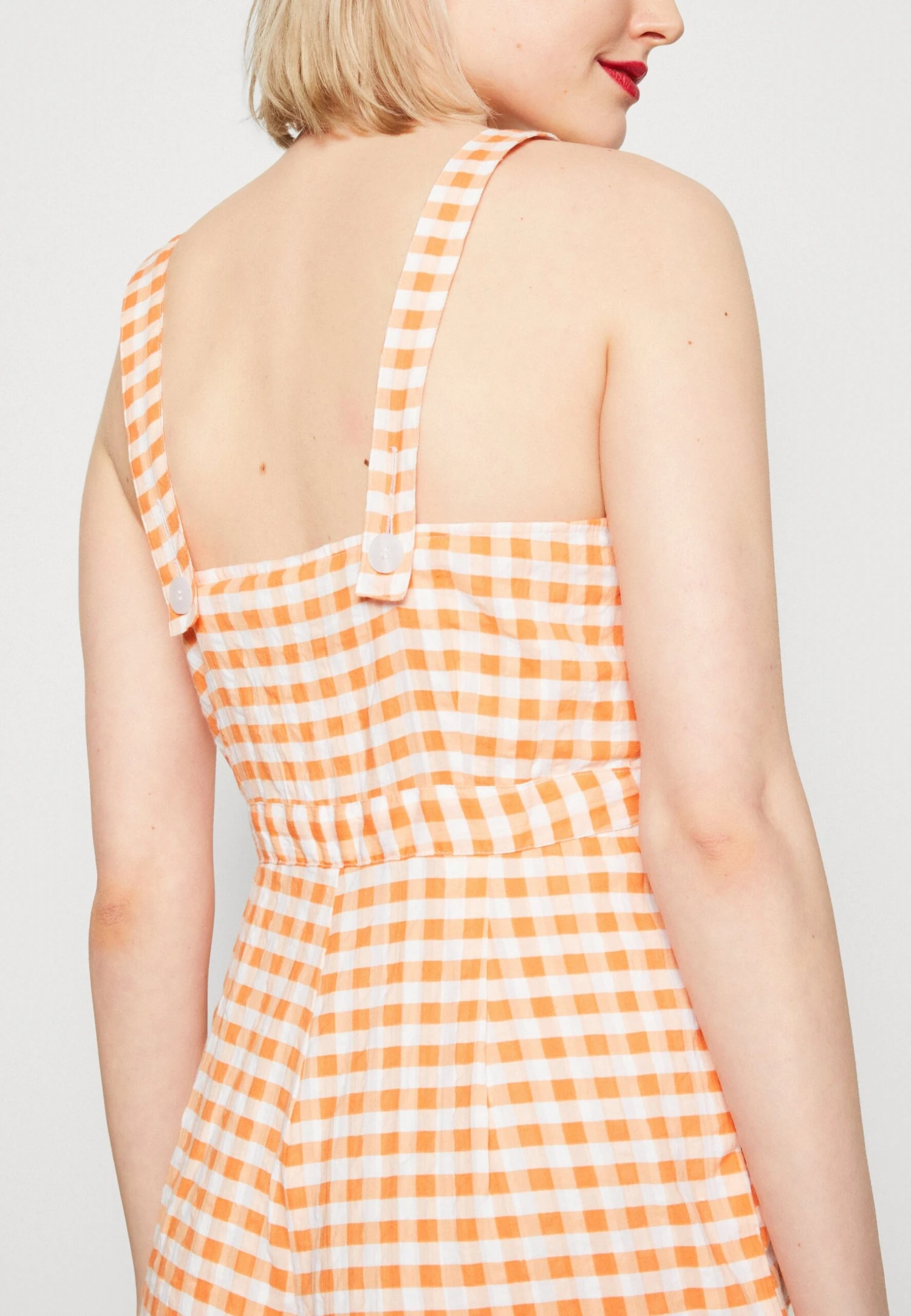Monki Jumpsuit - Orange Gingham 6 Monki Jumpsuit - Orange Gingham - Afbeelding 6